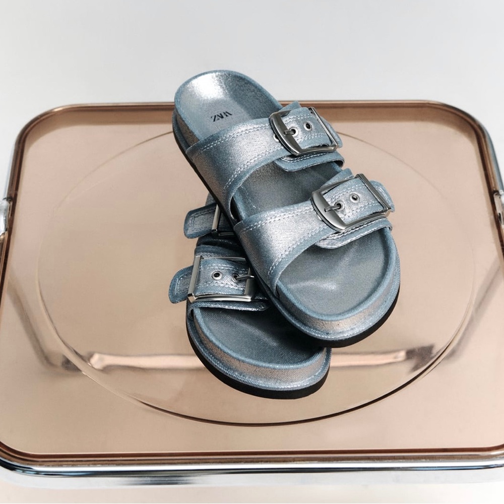 Zara sandals blue 7.5